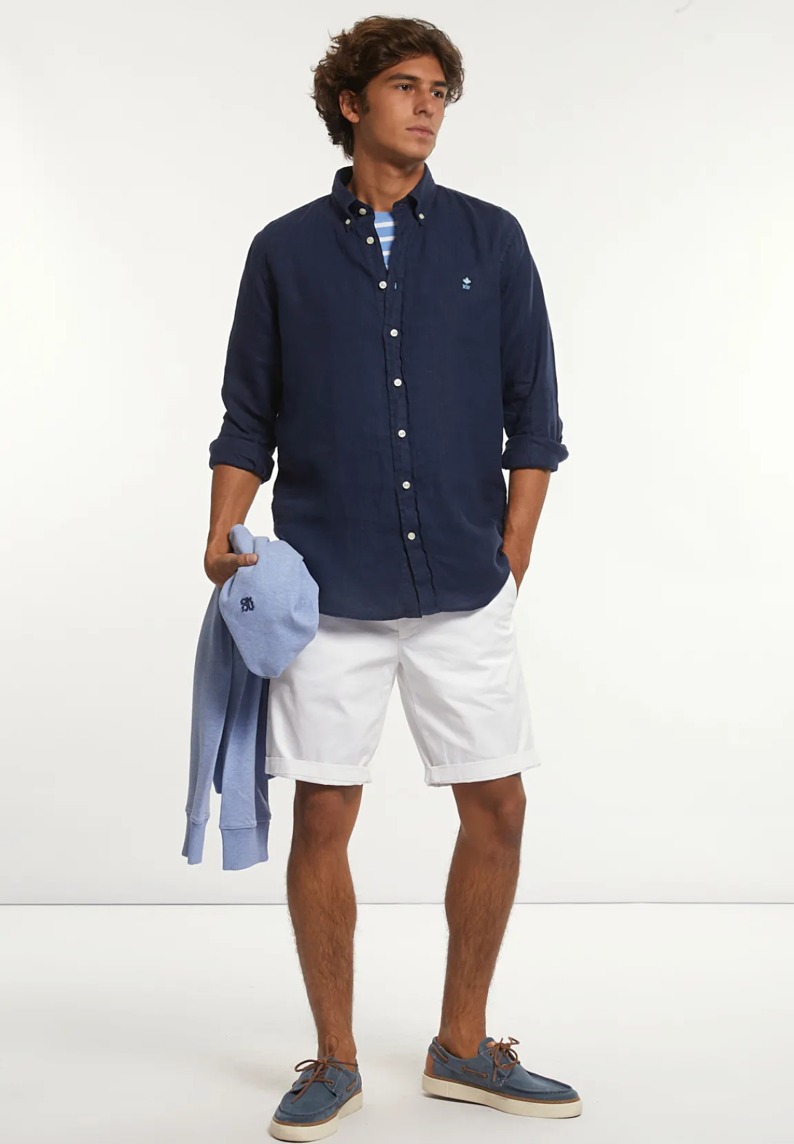 Sale River Woods Custom fit linnen hemd presidential blue -
