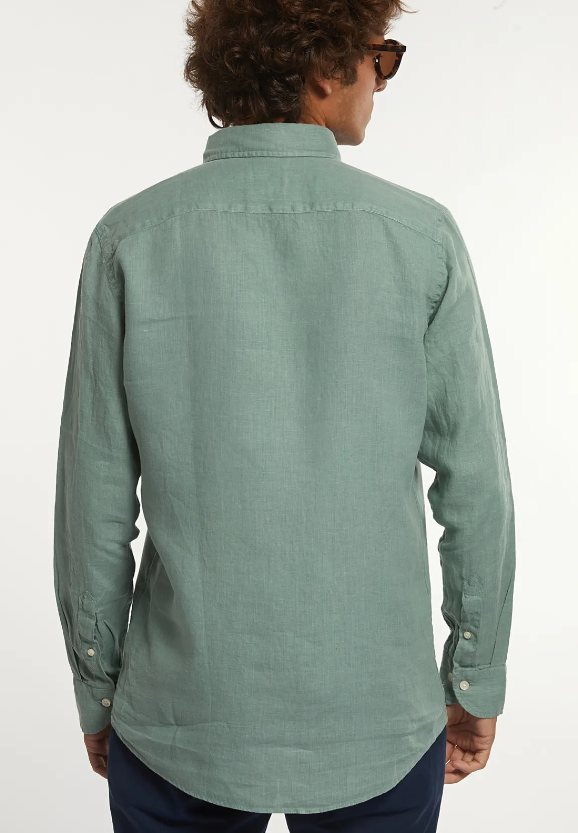 Outlet River Woods Custom fit linnen hemd safari green -