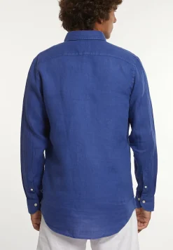 Discount River Woods Custom fit linnen hemd yale blue -