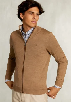 Fashion River Woods Custom fit merino cardigan met rits pyramid mix -