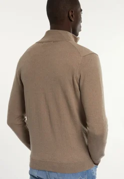 Fashion River Woods Custom fit merino cardigan opstaande kraag earth mix -