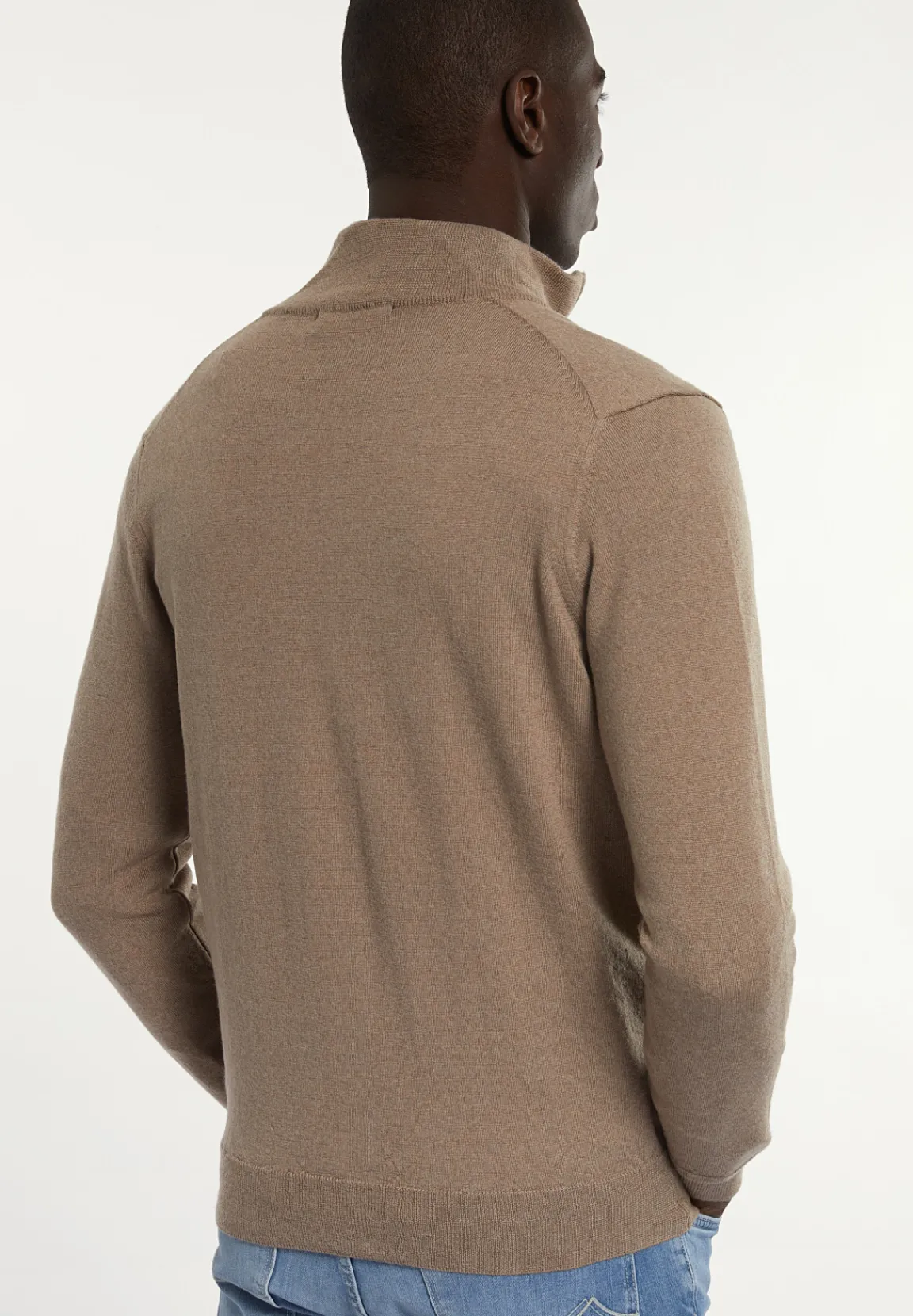 Fashion River Woods Custom fit merino cardigan opstaande kraag earth mix -