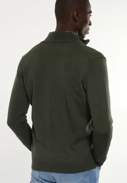 Online River Woods Custom fit merino cardigan opstaande kraag forest mix -