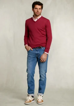 Online River Woods Custom fit merino V-hals trui bonbon mix -