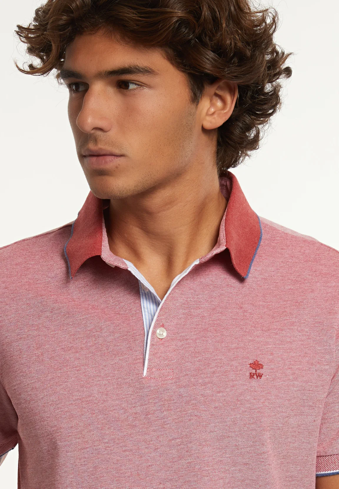 Best River Woods Custom fit pima katoen fantasie polo scarlet mix -