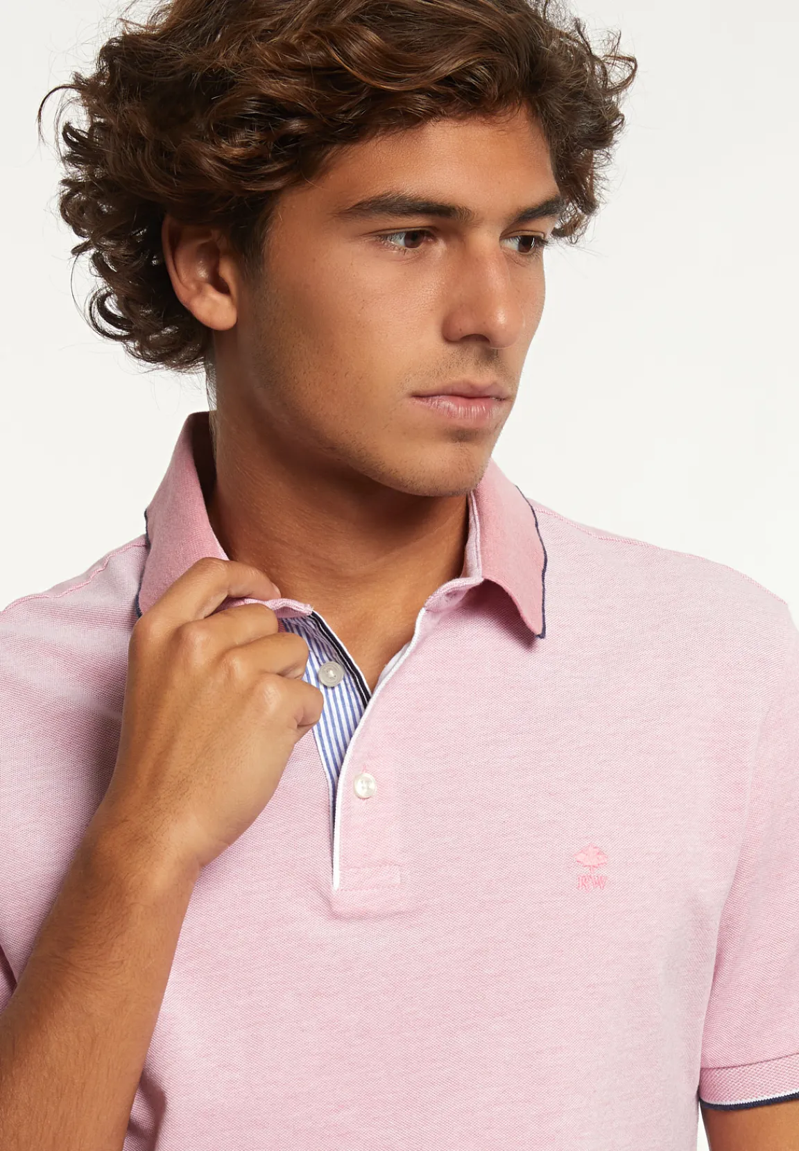 Hot River Woods Custom fit pima katoen fantasie polo dk flamingo -