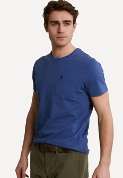 Discount River Woods Custom fit pima katoen T-shirt borstzak denim melange -