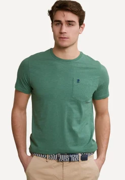 Sale River Woods Custom fit pima katoen T-shirt borstzak lt island green mix -