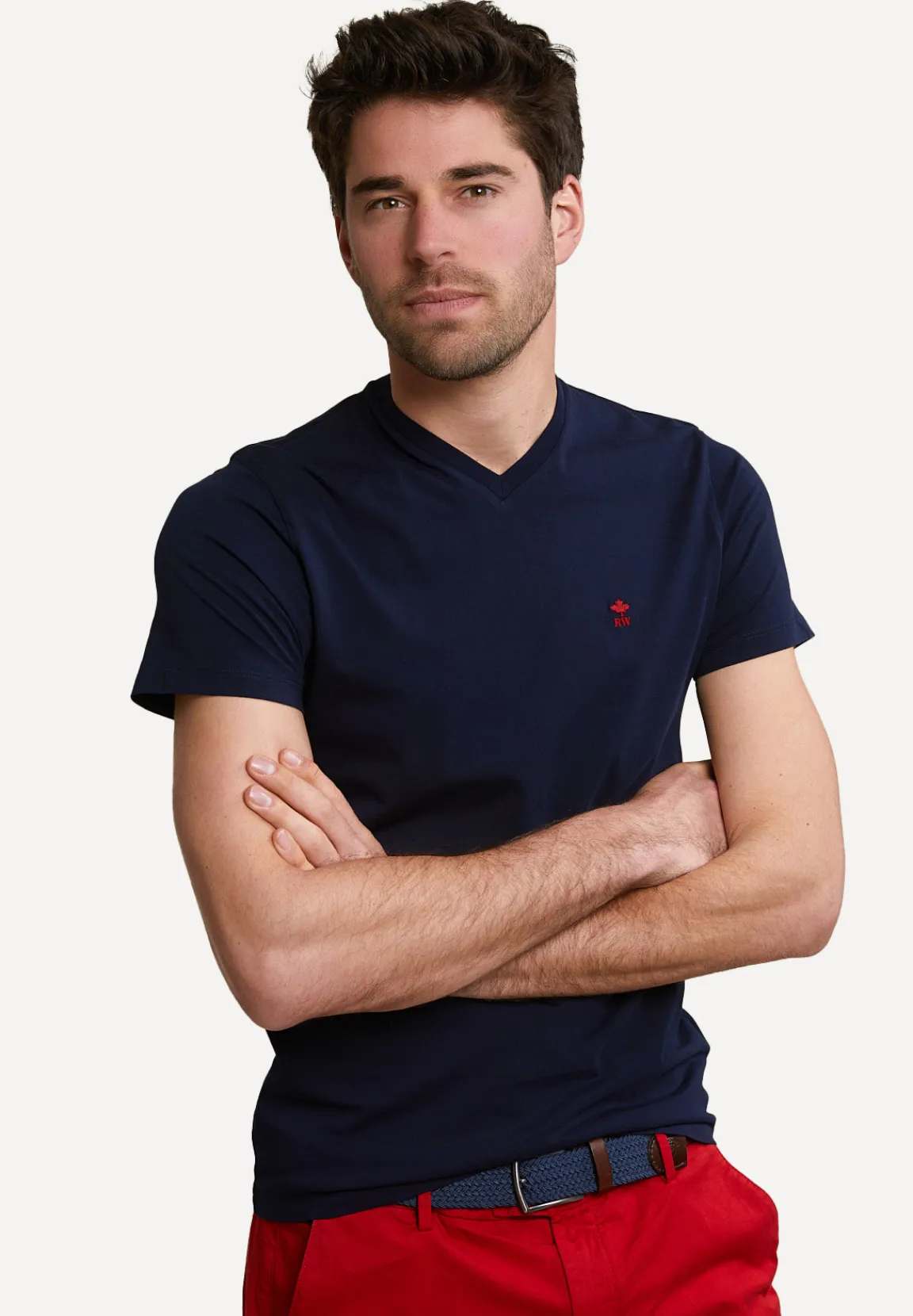 Online River Woods Custom fit pima katoen T-shirt borstzak wit -