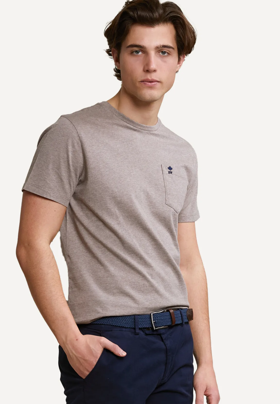 Hot River Woods Custom fit pima katoen T-shirt borstzak old wood mix -