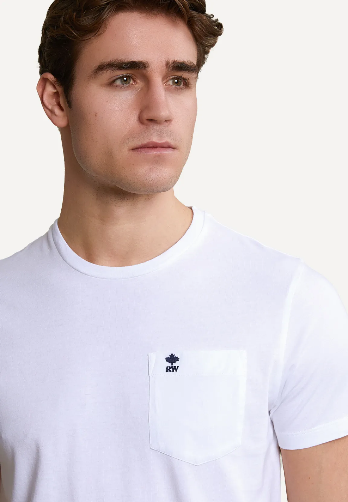 Discount River Woods Custom fit pima katoen T-shirt borstzak hamptons blue mix -