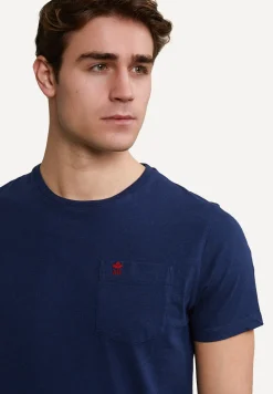 New River Woods Custom fit pima katoen T-shirt borstzak oxford blue mix -