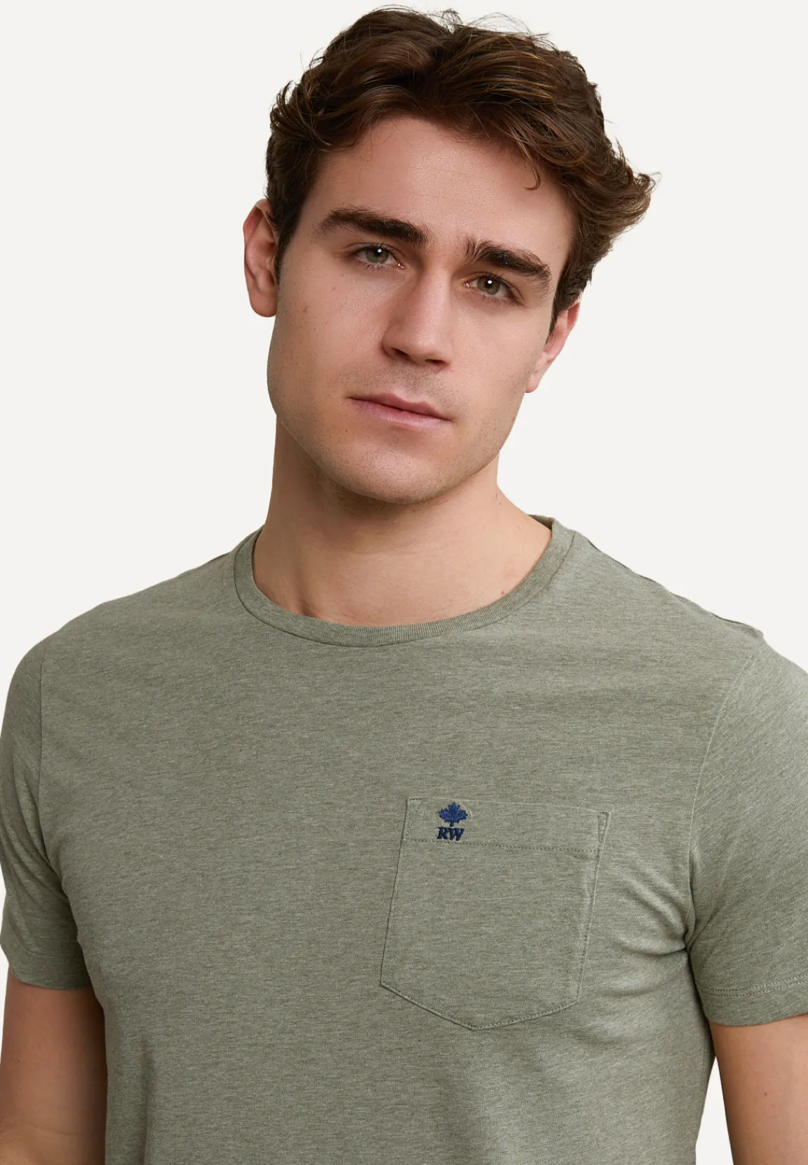 Fashion River Woods Custom fit pima katoen T-shirt borstzak safari mix -