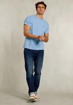 Best River Woods Custom fit pima katoen T-shirt bay blue -