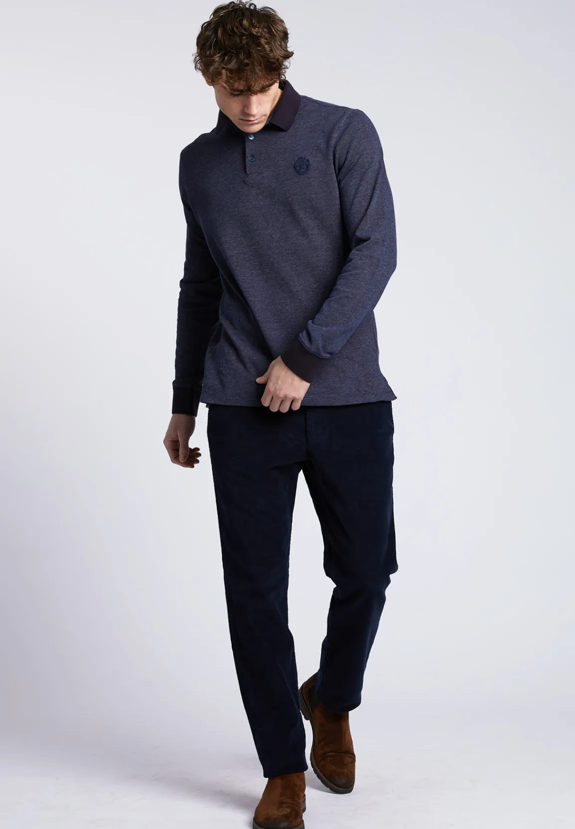 New River Woods Custom fit polo in katoen in bruin -