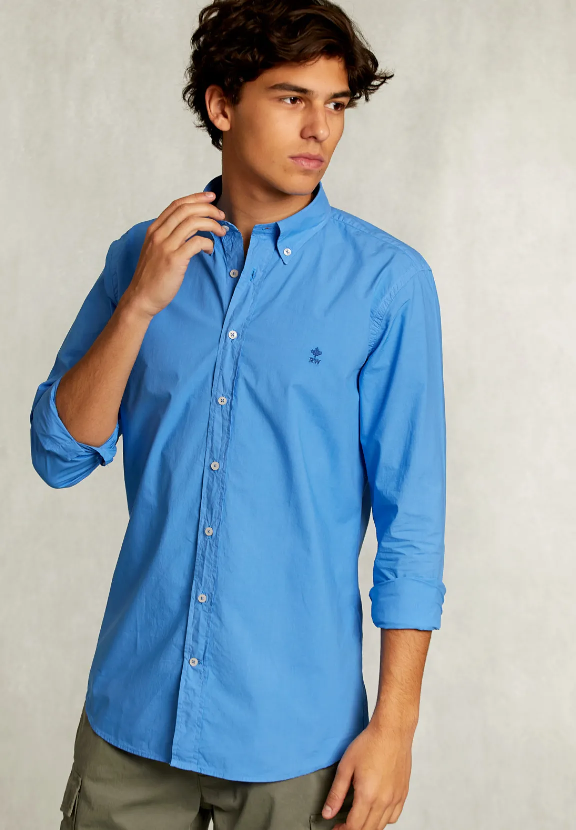 Outlet River Woods Custom fit popeline hemd azure -