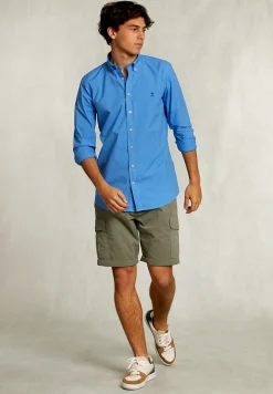 Outlet River Woods Custom fit popeline hemd azure -
