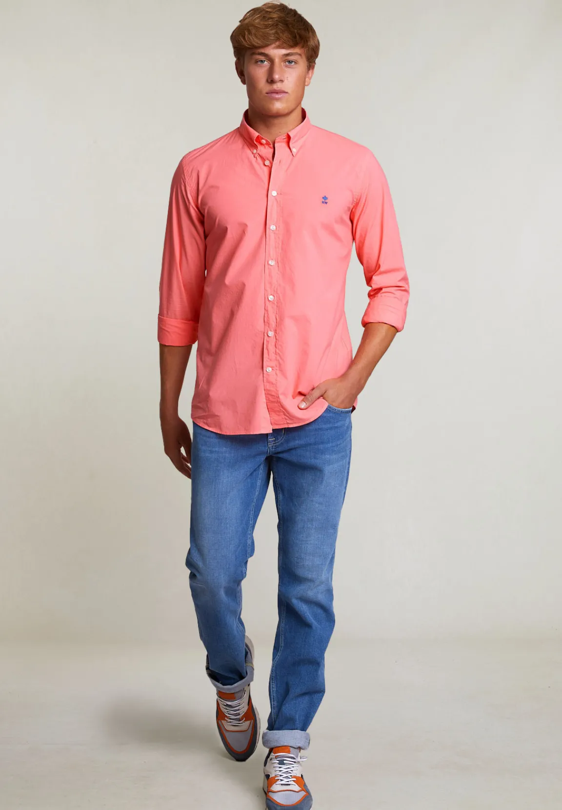 New River Woods Custom fit popeline hemd lt sunset -
