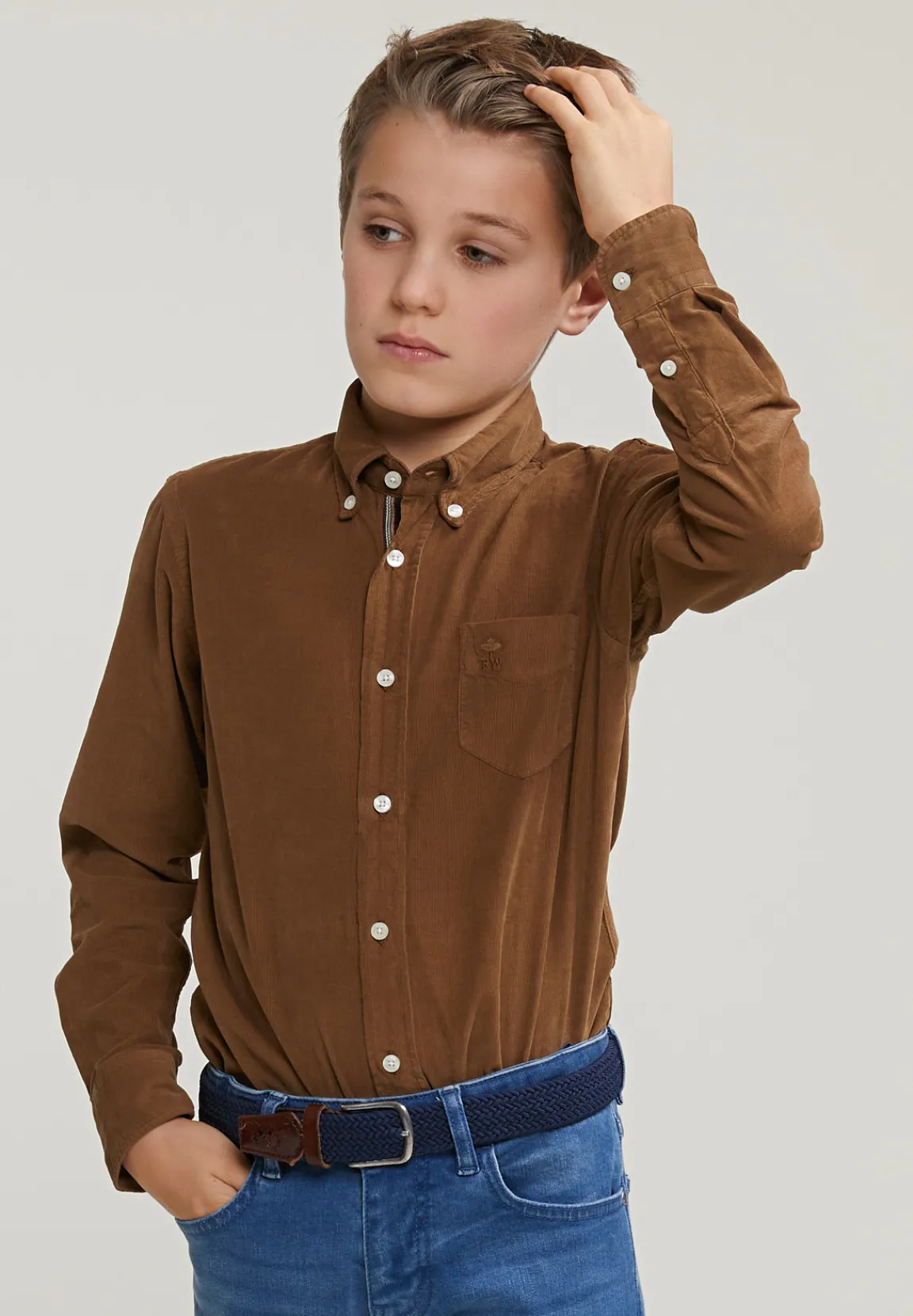 Hot River Woods Custom fit ribfluwelen hemd caribou -