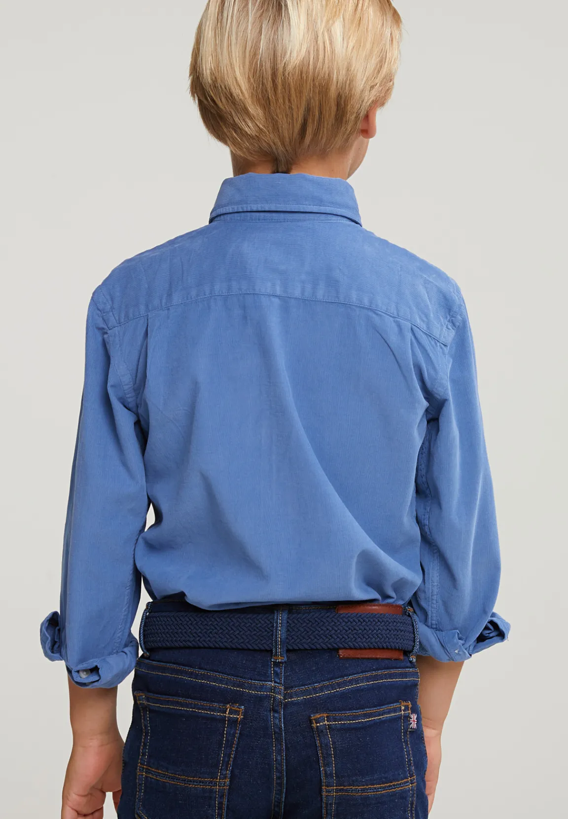 Outlet River Woods Custom fit ribfluwelen hemd denim -