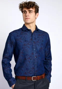 Outlet River Woods Custom fit Rivierahemd in blauw -