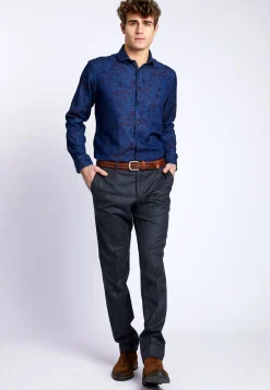 Outlet River Woods Custom fit Rivierahemd in blauw -