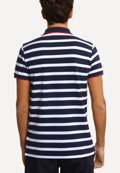 Best River Woods Custom fit sportieve gestreepte polo navy/wit -