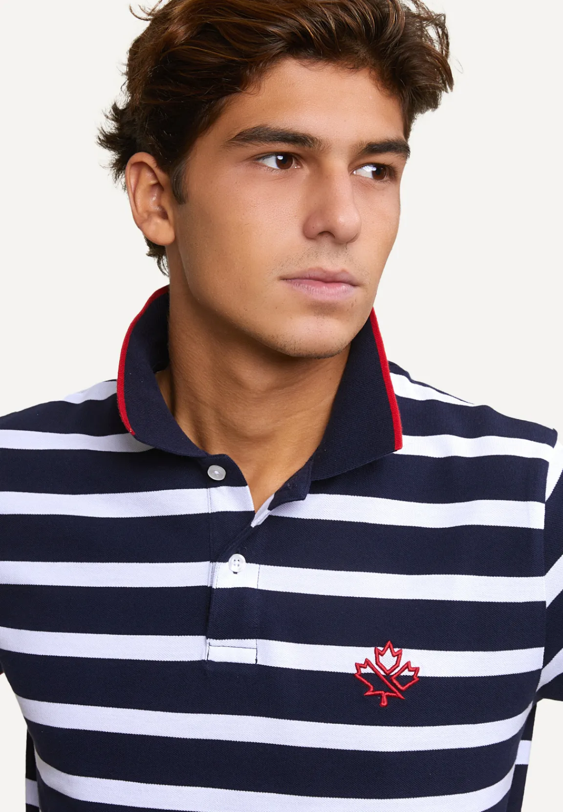 Best River Woods Custom fit sportieve gestreepte polo navy/wit -