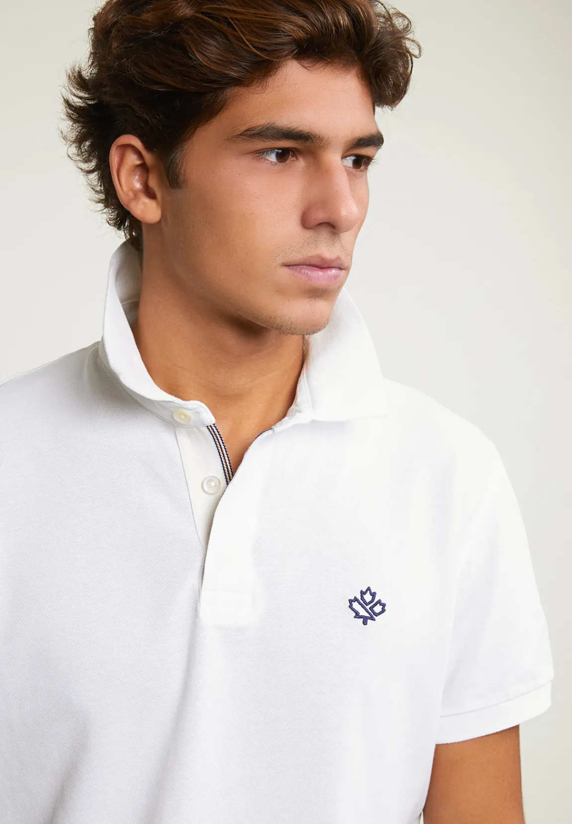 Clearance River Woods Custom fit sportieve stretch polo écru -