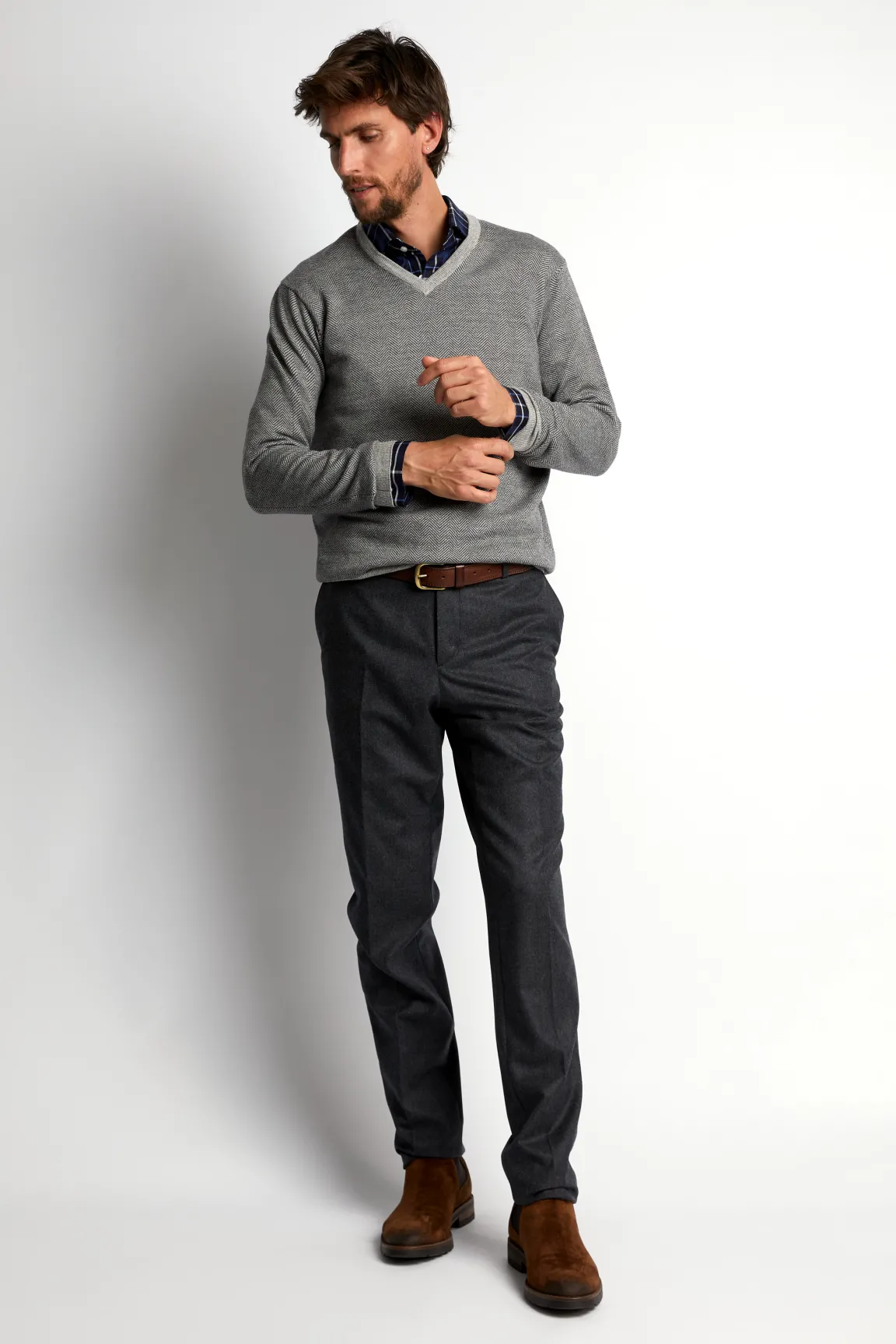 Sale River Woods Custom fit trui in merinowol in grijs -