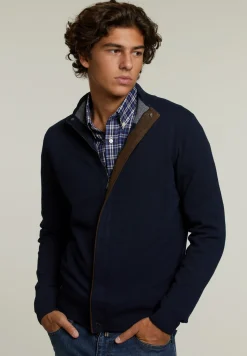 Discount River Woods Custom fit trui opstaande kraag navy -