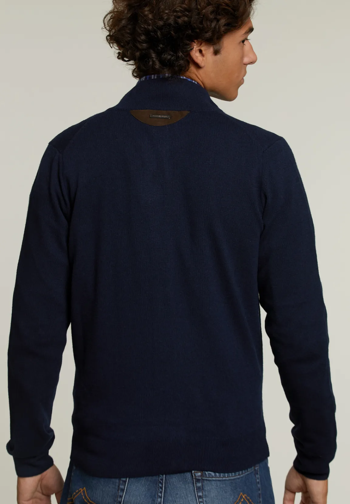 Discount River Woods Custom fit trui opstaande kraag navy -