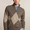 Hot River Woods Custom fit wol-kasjmier argyle trui halve rits hazel mix -