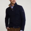 Hot River Woods Custom fit wol-kasjmier trui opstaande kraag navy -