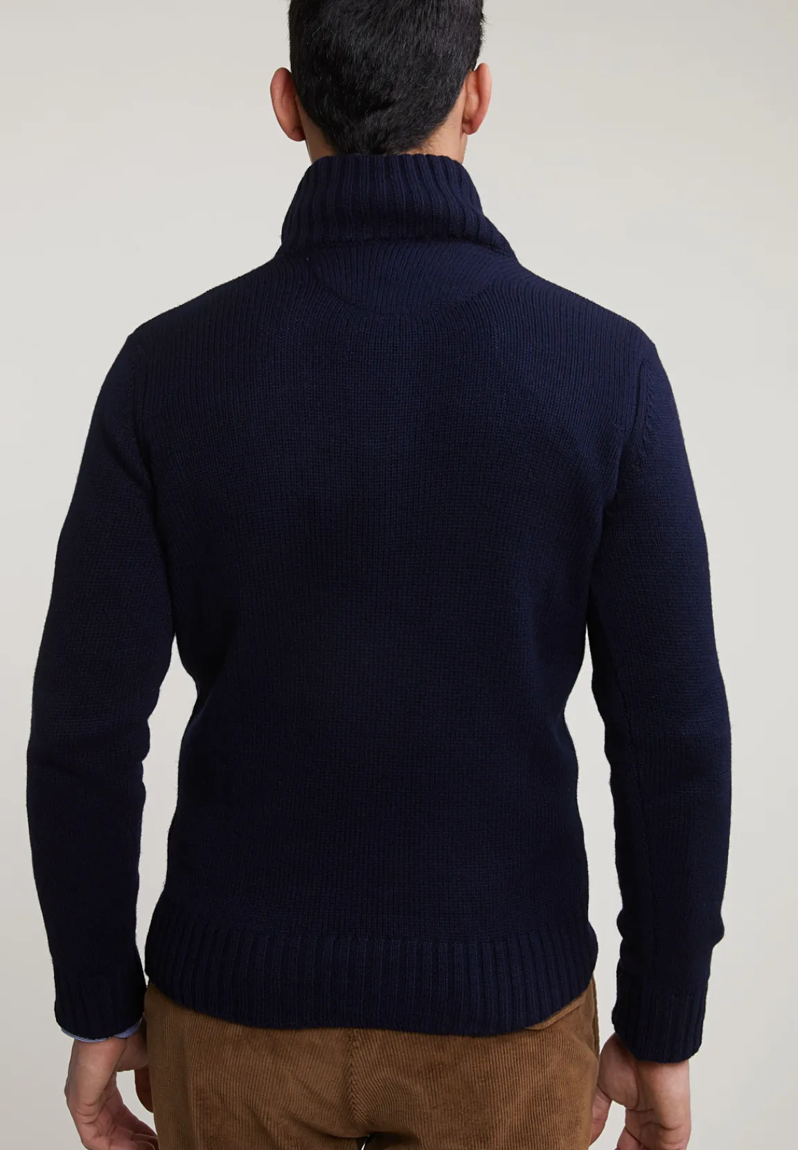 Hot River Woods Custom fit wol-kasjmier trui opstaande kraag navy -
