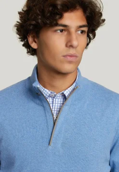 Discount River Woods Custom fit wol-kasjmier trui sky mix -