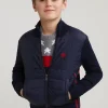 Discount River Woods Custom fit wol-katoen cardigan opstaande kraag navy -