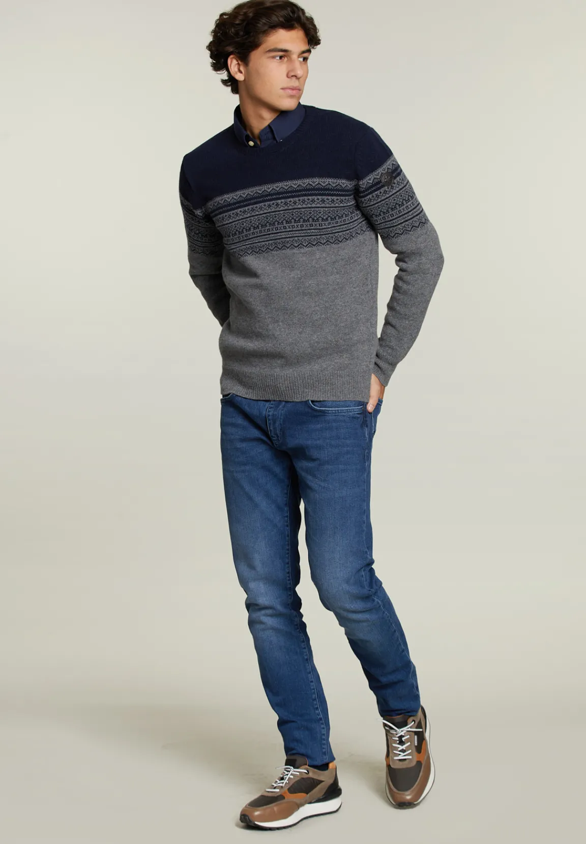 Hot River Woods Custom fit wollen trui navy -