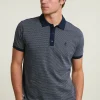 Outlet River Woods Custom fit zijdeachtige katoenen jacquard polo navy -