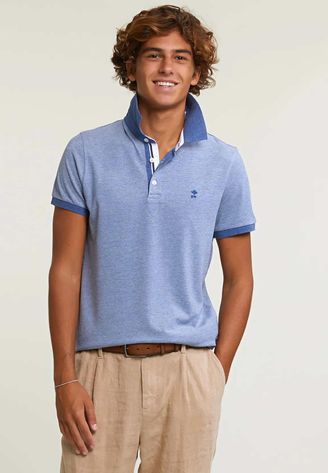Fashion River Woods Custom fit zijdeachtige katoenen stretch polo lake mix -