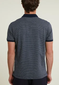 Outlet River Woods Custom fit zijdeachtige katoenen jacquard polo navy -