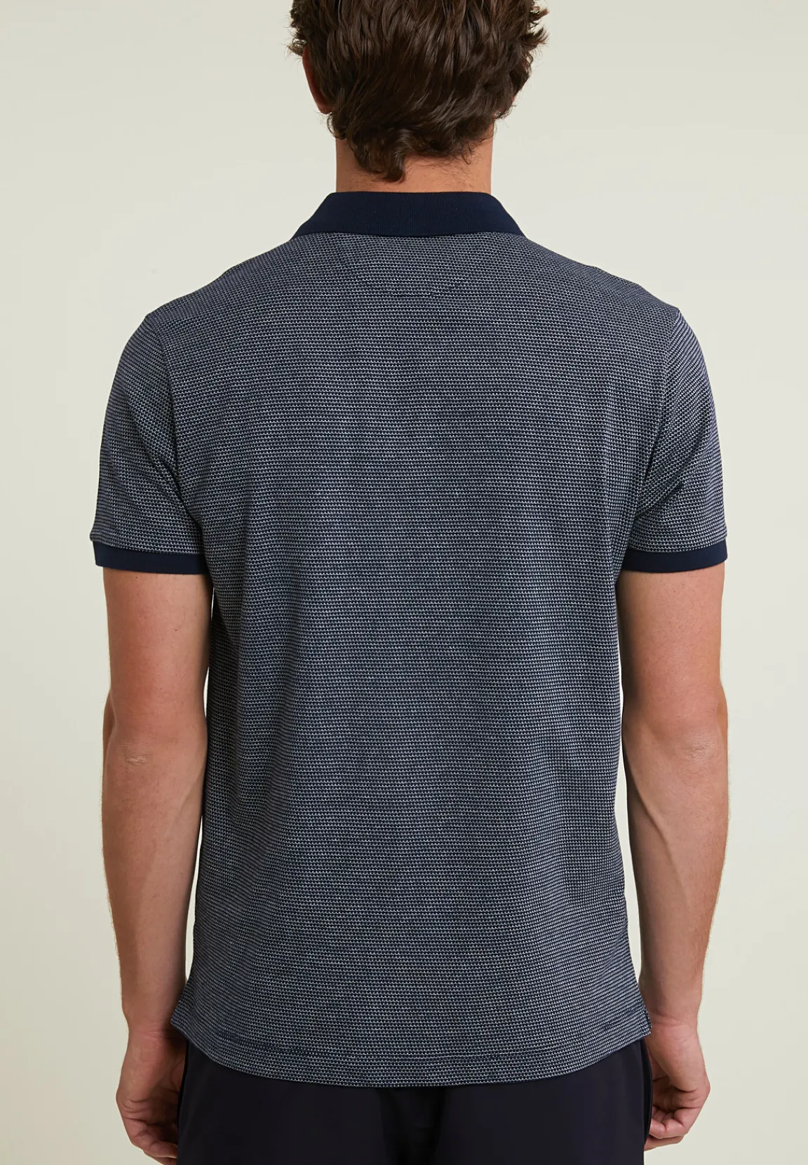 Outlet River Woods Custom fit zijdeachtige katoenen jacquard polo navy -