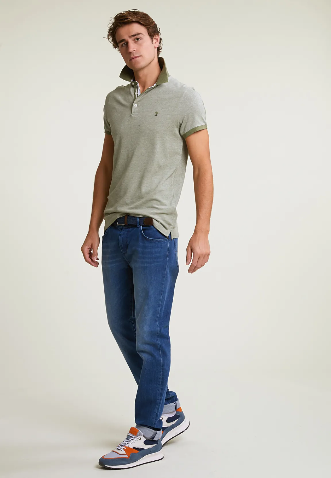 Outlet River Woods Custom fit zijdeachtige katoenen stretch polo safari mix -