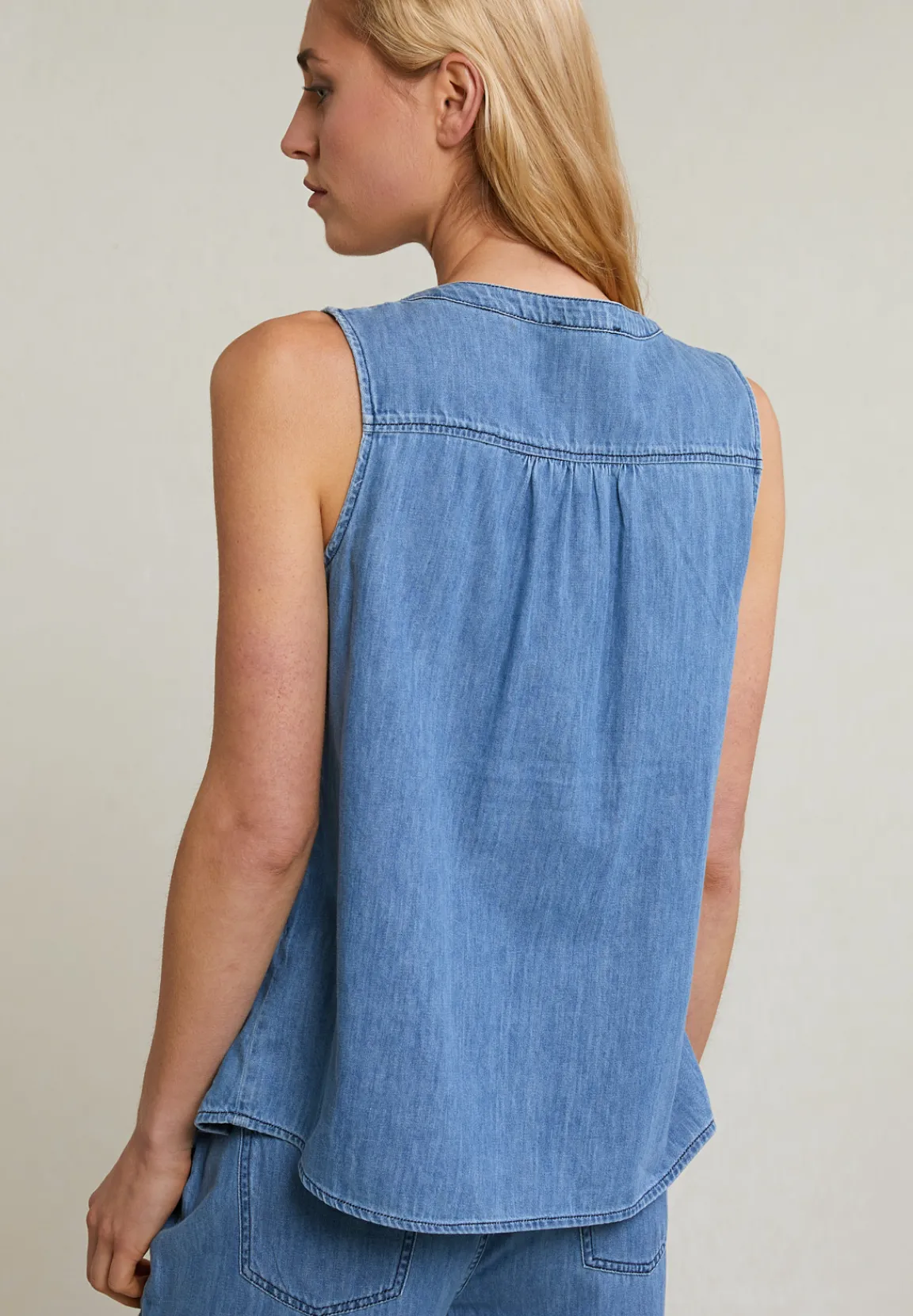 Clearance River Woods Denim geknoopte top met strik -