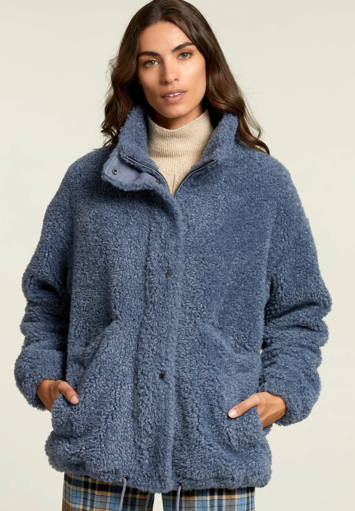Best River Woods Denim mantel opstaande kraag -