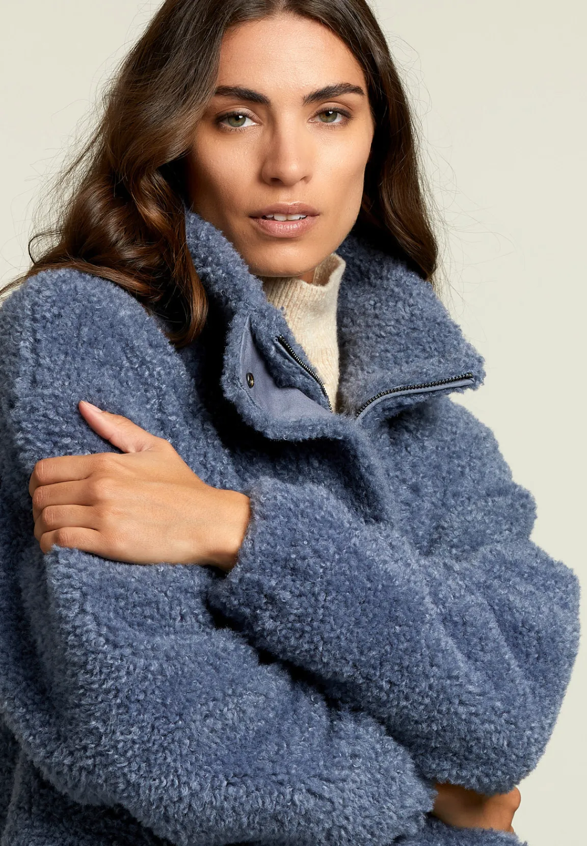 Best River Woods Denim mantel opstaande kraag -