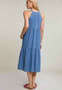Hot River Woods Denim mouwloze V-hals jurk -