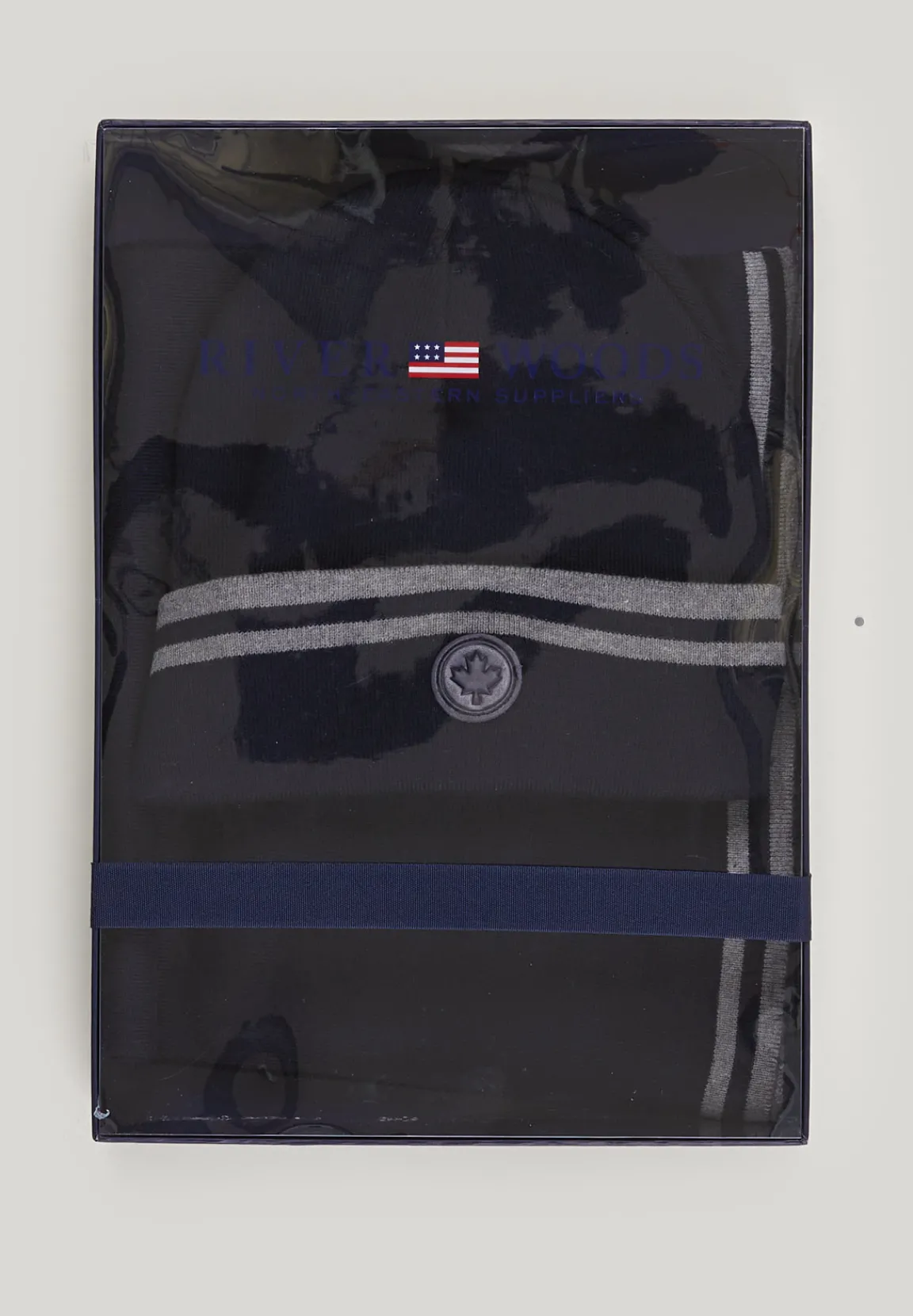 Discount River Woods Doos sjaal en muts dark navy voor heren -