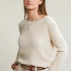 New River Woods Ecru metallic trui ronde hals lange mouwen -