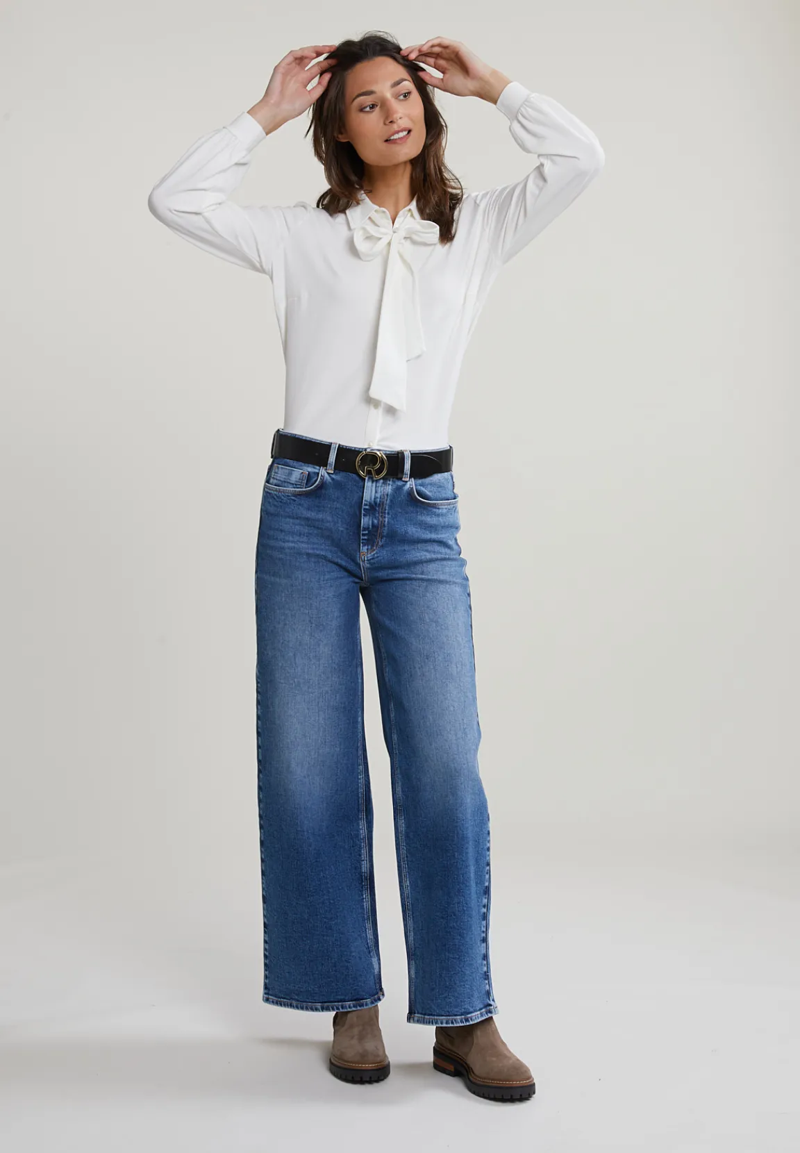 Fashion River Woods Ecru T-shirt lange mouwen -